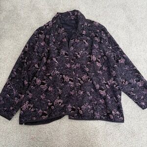 Whimsigoth Brocade Reversible Jacket Womens 2X Purple Metallic Fairy Grunge